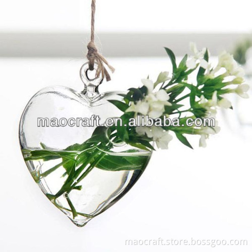 hanging glass heart vase